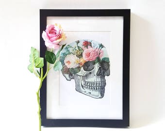 Floral Anatomy Art Skull Art Print Pastel Goth Pastel Grunge Goth Art Gothic Home Decor