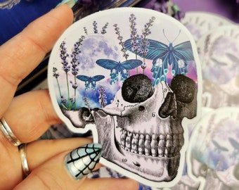 Lavender Moon Skull Small StickerMacbook Sticker Laptop Sticker Goth Sticker Insect Sticker Bug Sticker Moon Print Celestial Sticker