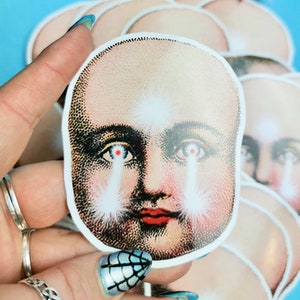 Creepy Doll Sticker Weird Stuff Weird Sticker Halloween Sticker Creepy Sticker Doll Head Gothic Sticker Goth Sticker Macabre Gift