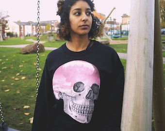 Pastel Goth Sweater Skull Sweater Pink Skull Atomic Cloud Soft Goth Soft Grunge Goth Clothing Oversized Sweater