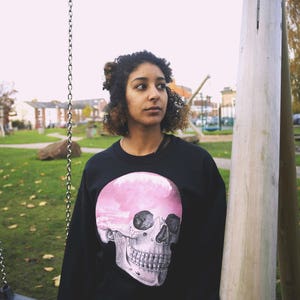 Pastel Goth Pullover Skull Pullover Pink Skull Atomic Cloud Weich Goth Weiche Grunge Goth Kleidung Übergroßer Pullover