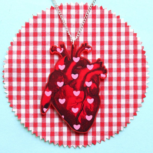 Anatomical Heart Statement Necklace Etsy