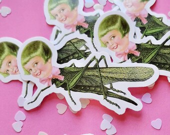 Creepy Doll Bug Sticker Darcy Hopper Grasshopper Creature Sticker Pastel Goth Sticker Kawaii Sticker Halloween Spooky Sticker Weird Stuff