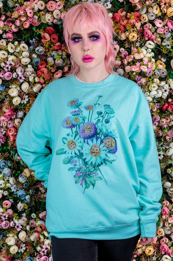 Creepy Cute Doll Bouquet Sweater Cute Sweater Oversized Sweater