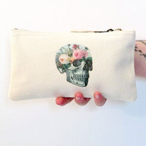 Floral Anatomy Make Up Bag Skull Make Up Bag Pastel Goth Pastel Grunge Cute Canvas Make Up Bag image 5