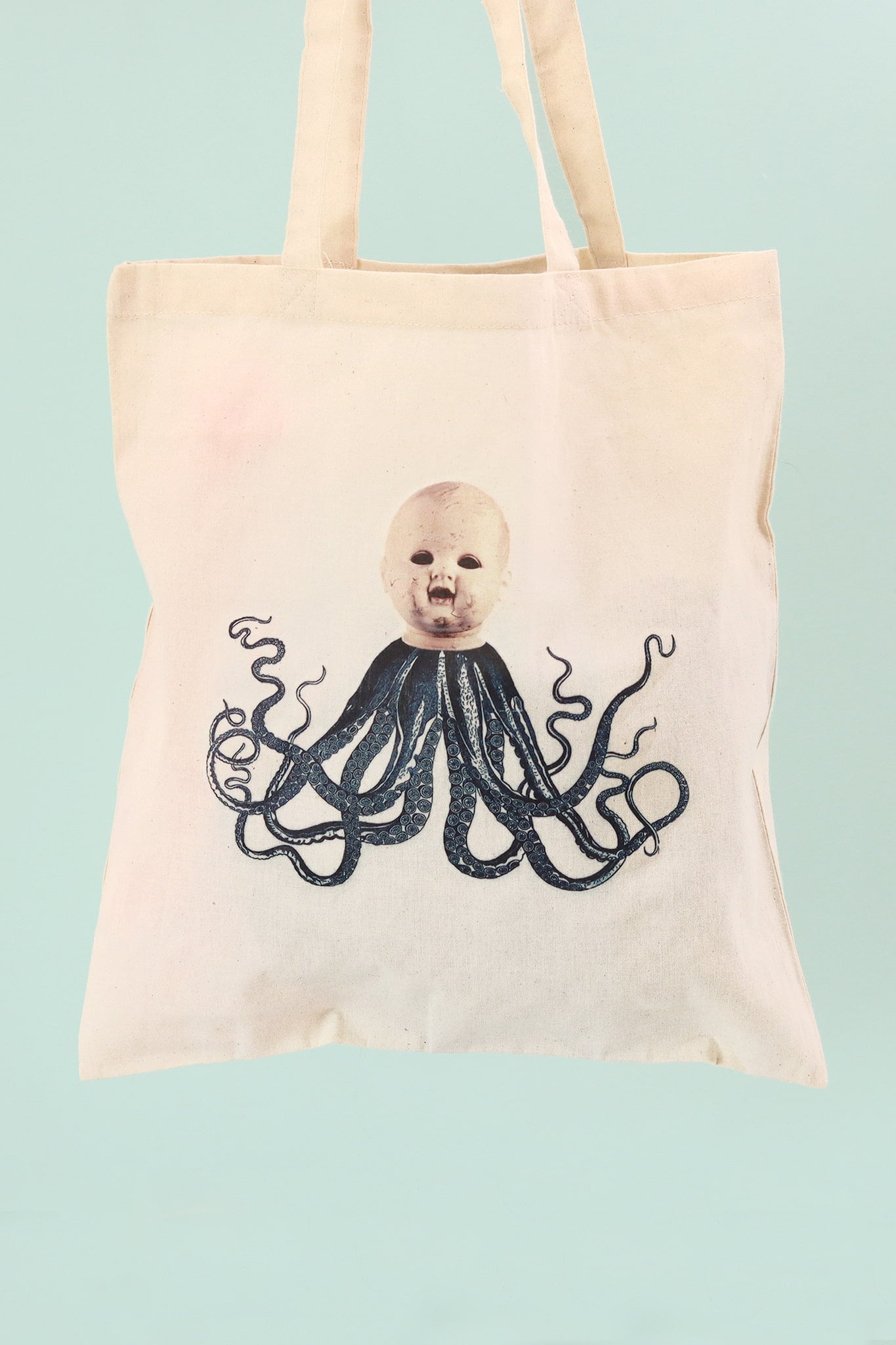 Creepy Goth Tote Bag Halloween Bag Dolloctopus Creepy Doll Macabre Gift Gothic Canvas Tote Bag Cool Gifts For Goths Cool Reusable Bag