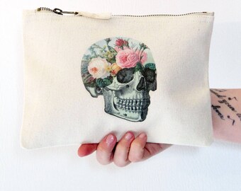 Floral Anatomy Make Up Bag Skull Make Up Bag Pastel Goth Pastel Grunge Cute Canvas Make Up Bag