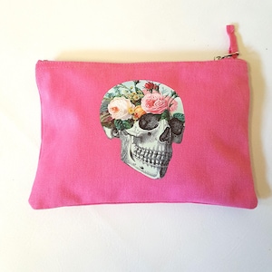 Floral Anatomy Make Up Bag Skull Make Up Bag Pastel Goth Pastel Grunge Cute Canvas Make Up Bag image 4