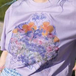 Goth Fairy Ribcage Lavender Graphic Tee Pastel Goth Soft Goth Kawaii Fairycore Cottagecore
