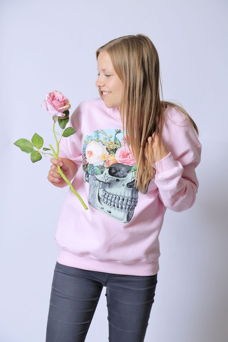 Pastel Goth Sweater Pastel Goth Clothing Pink Sweater Skull Sweater Pastel Grunge Cute Womens Clothing Oversized Sweater Grunge Clothing image 5