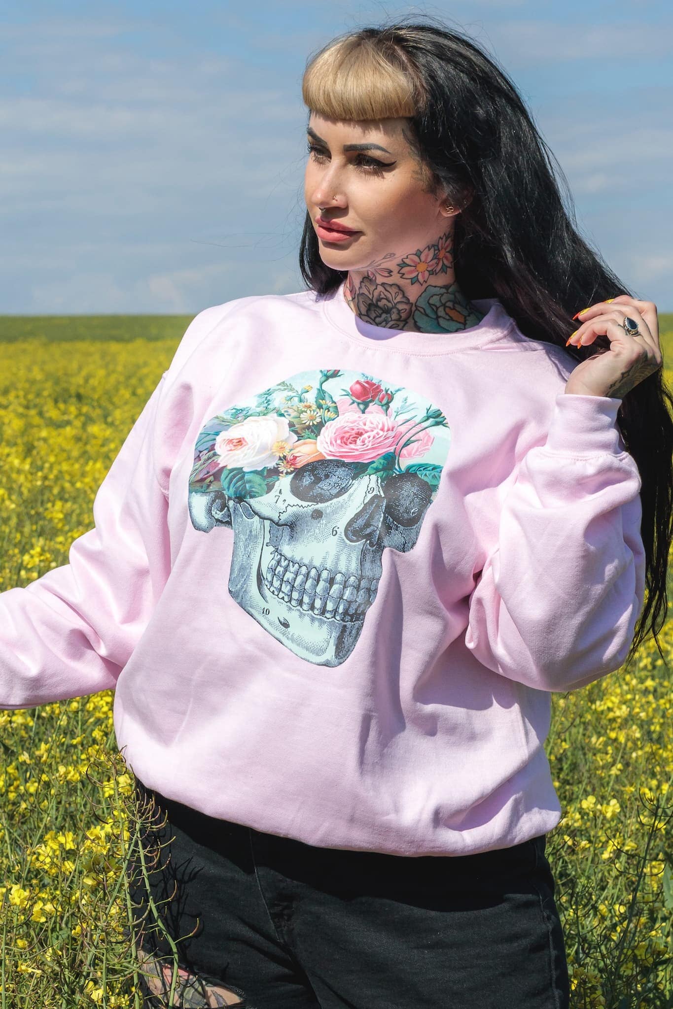 Pink top skull sweater