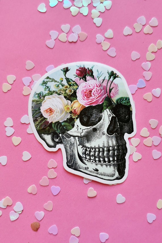 Floral Skull Sticker: Pastel Secret Garden Planner Decal