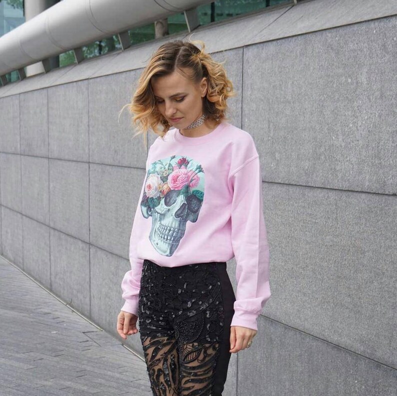 Pastel Goth Sweater Pastel Goth Clothing Pink Sweater Skull Sweater Pastel Grunge Cute Womens Clothing Oversized Sweater Grunge Clothing image 8