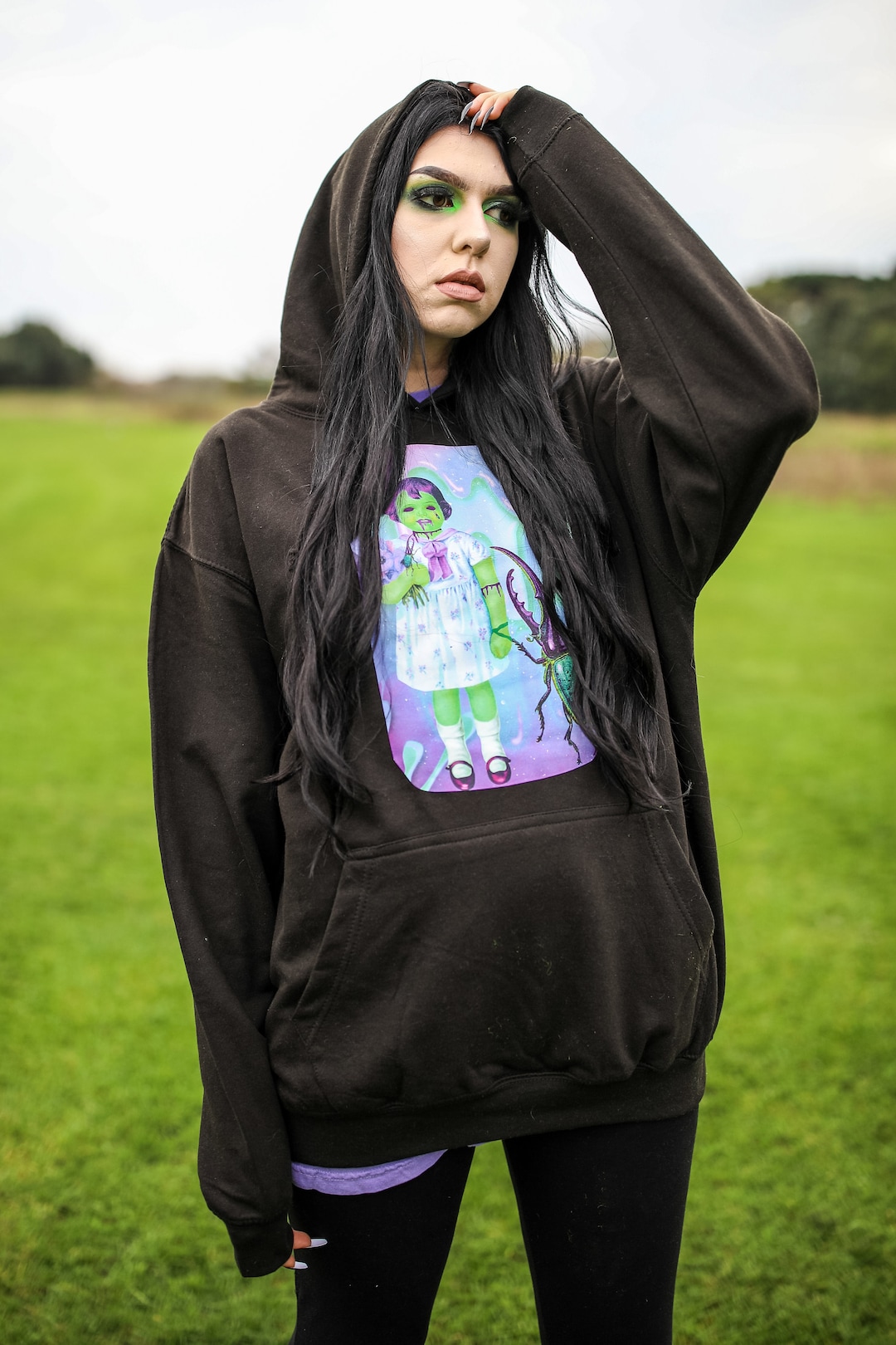 Lucy & the Creature Oversized Hoodie: Creepy Goth Bug Print - Etsy