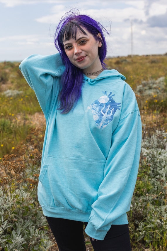 Mermaid Heart Oversized Hoodie Ocean Blue Kawaii Fantasy Mystical Mermaid Clothing Etsy Canada