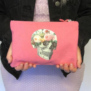 Floral Anatomy Make Up Bag Skull Make Up Bag Pastel Goth Pastel Grunge Cute Canvas Make Up Bag image 3