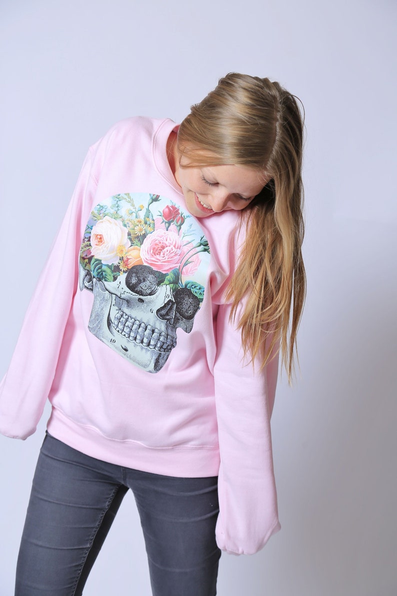 Pastel Goth Sweater Pastel Goth Clothing Pink Sweater Skull Sweater Pastel Grunge Cute Womens Clothing Oversized Sweater Grunge Clothing image 4