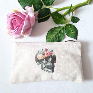 Floral Anatomy Make Up Bag Skull Make Up Bag Pastel Goth Pastel Grunge Cute Canvas Make Up Bag image 2