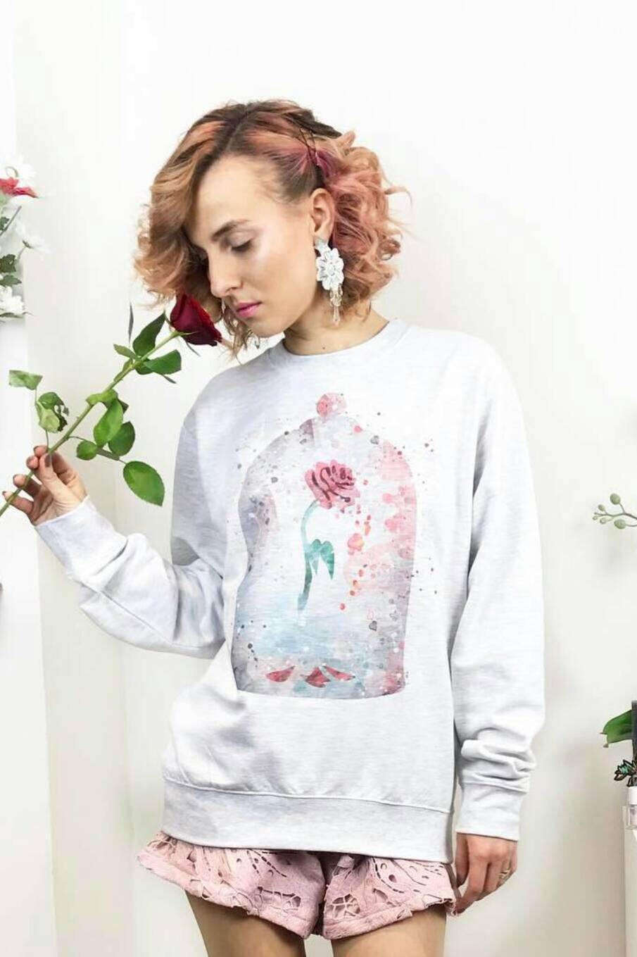 Image of Beauty & The Beast Sweater Red Rose Cute Fairytale Top Belle Enchanted Womens Clothing