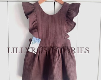 Girls Muslin Dress Cotton BROWN