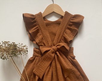 Robe en mousseline de coton pour fille CARAMEL