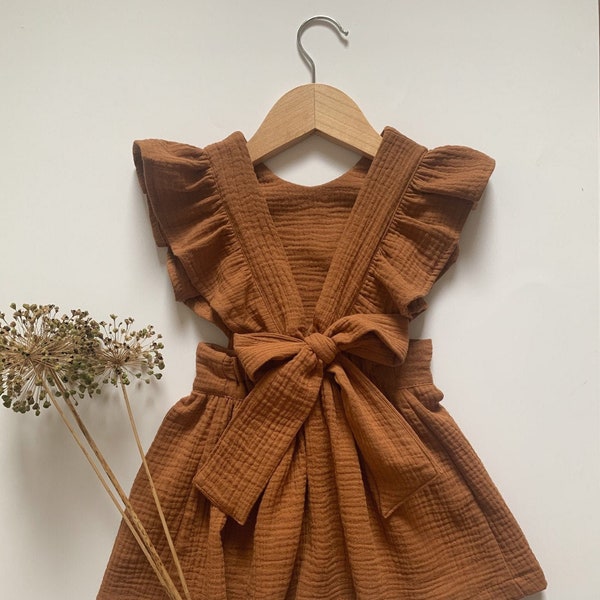 Robe en mousseline de coton pour fille CARAMEL