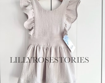 Girls Muslin Dress Cotton NATURAL