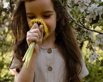 Robe double gaze pour fille, couleur NATURELLE