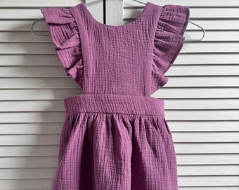 Girls Muslin Dress Cotton BLUEBERRY