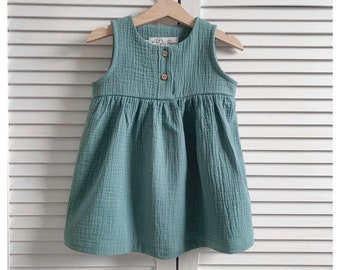 Girls Muslin Sleeveless Dress Cotton OCEAN BLUE