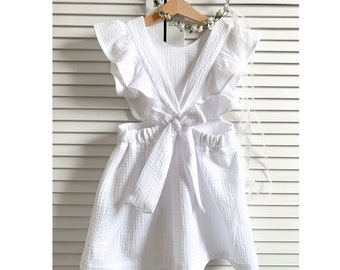 Robe Mousseline Fille Coton BLANC