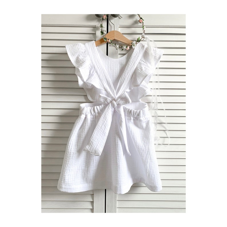 Robe Mousseline Fille Coton BLANC image 1