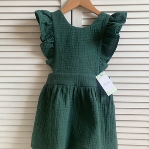 Mädchen Kleid aus Musselin Baumwolle SENF Emerald Green