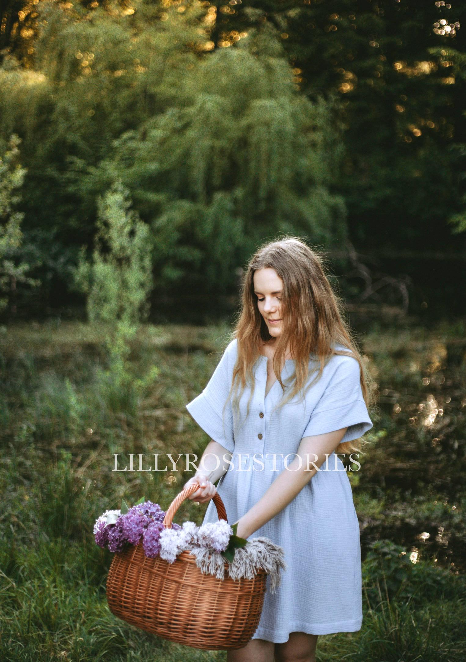 Loose short sleeve double gauze woman dress Plus size