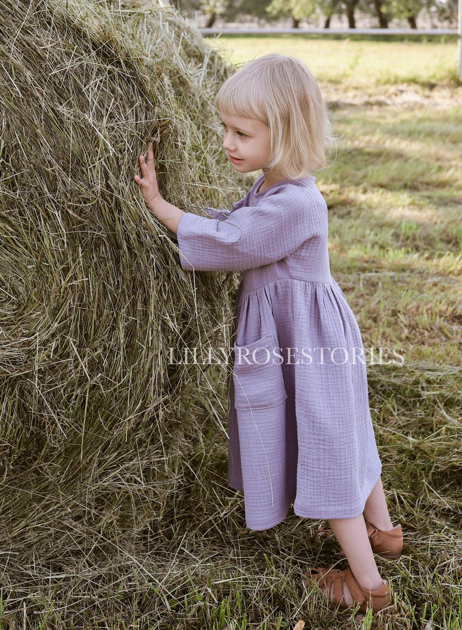 Buy Long Dress With a 3/4 Sleeves Lavender Online In India