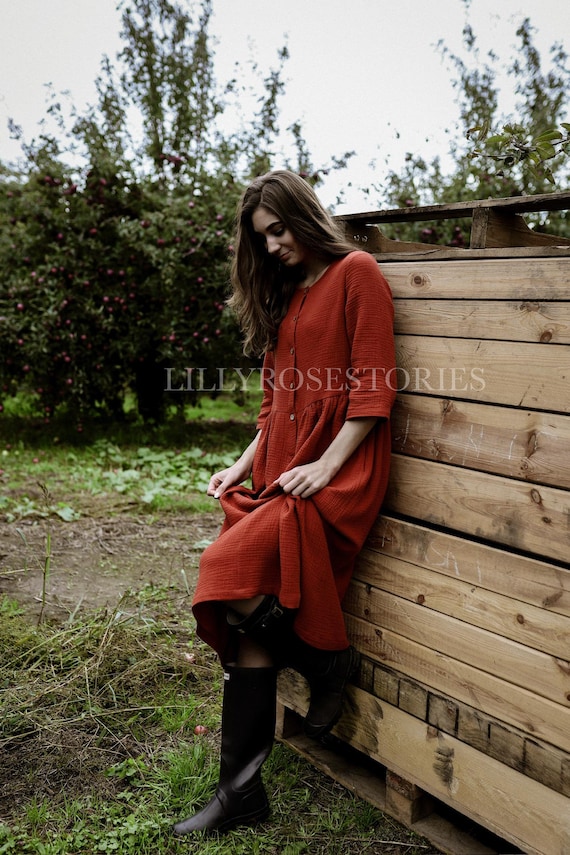 open lace back dress Mina Dress in Smoked Paprika