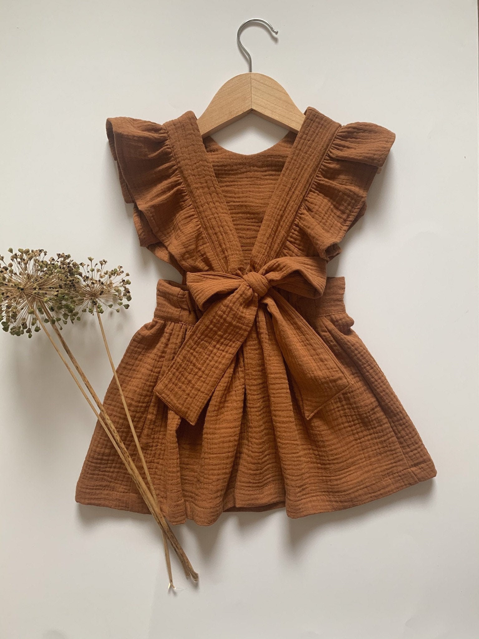 Girls Muslin Dress Cotton CARAMEL