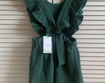 Mädchen Kleid Musselin Baumwolle SMARAGDGRÜN
