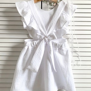 Robe Mousseline Fille Coton BLANC image 2