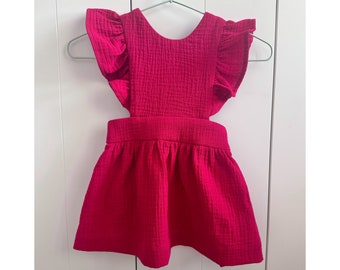 Girls Muslin Dress Cotton RED