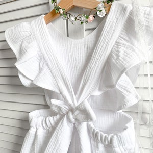 Robe Mousseline Fille Coton BLANC image 3