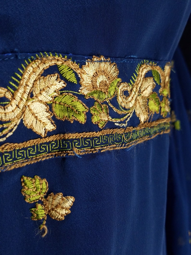 Midnite blue resham embroidered art crepe salwar kameez bust 40