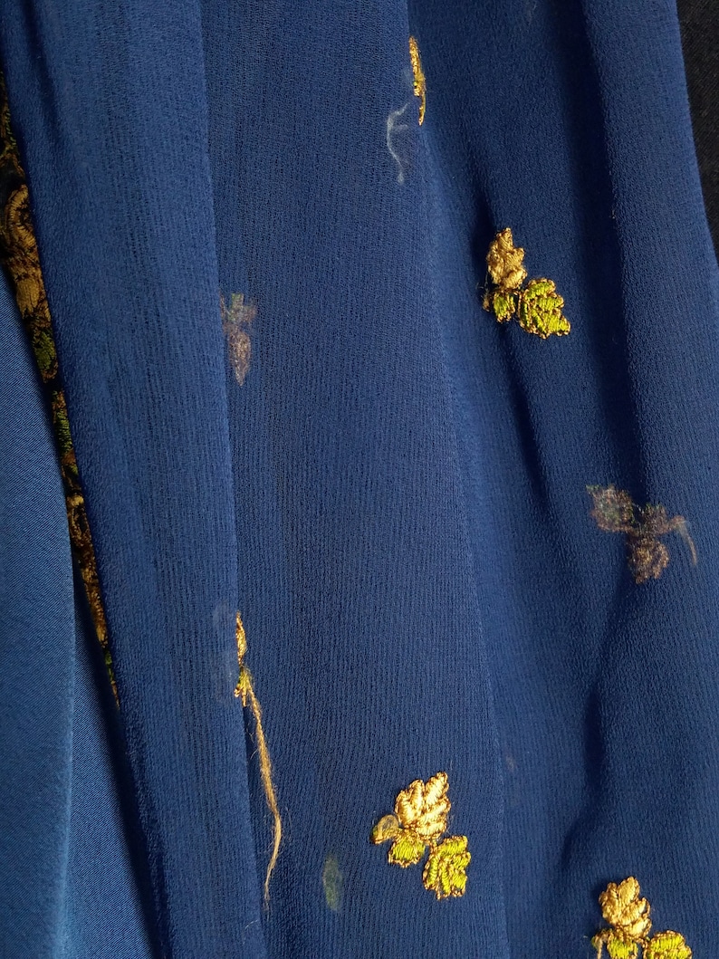 Midnite blue resham embroidered art crepe salwar kameez bust 40