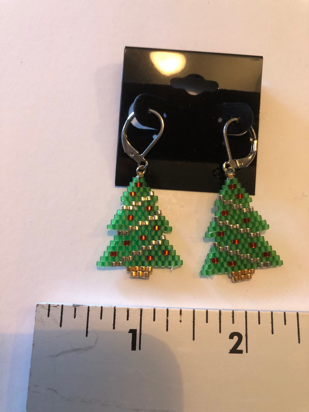 Beaded Christmas Tree Earrings Etsy
