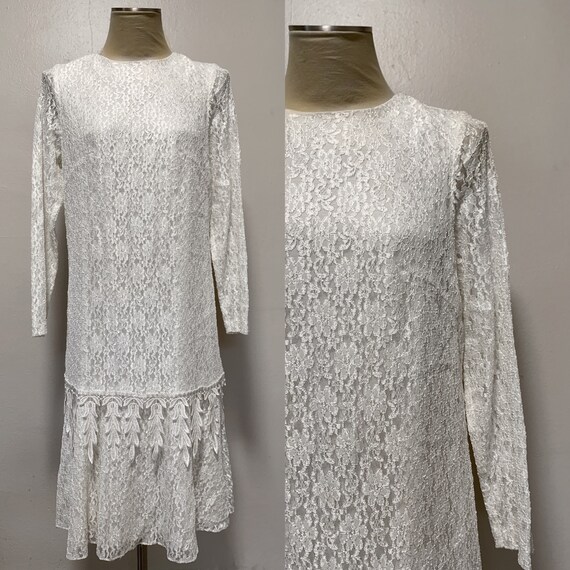 1980s Flapper Lace Dress - image 1