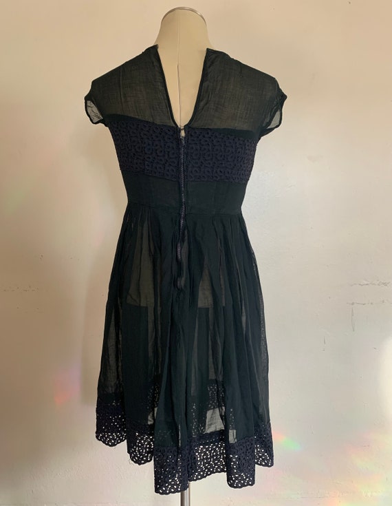 1950s Black Sheer Dress - image 4