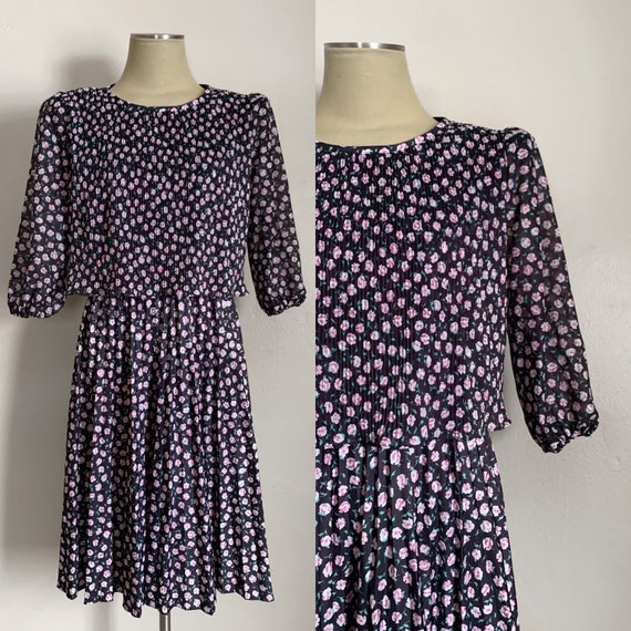 1980s Purple Dream Floral Dress - image 1