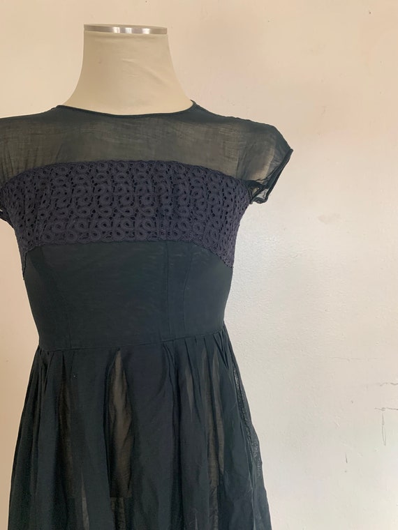 1950s Black Sheer Dress - image 2