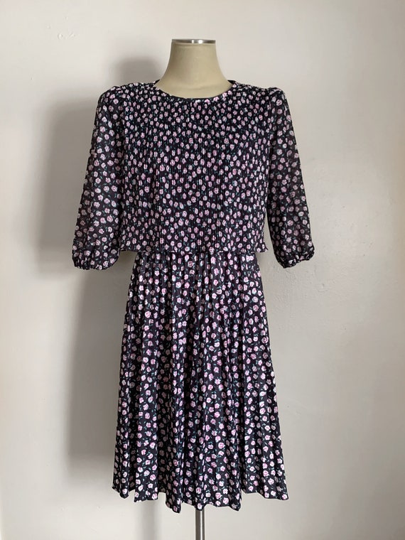 1980s Purple Dream Floral Dress - image 2