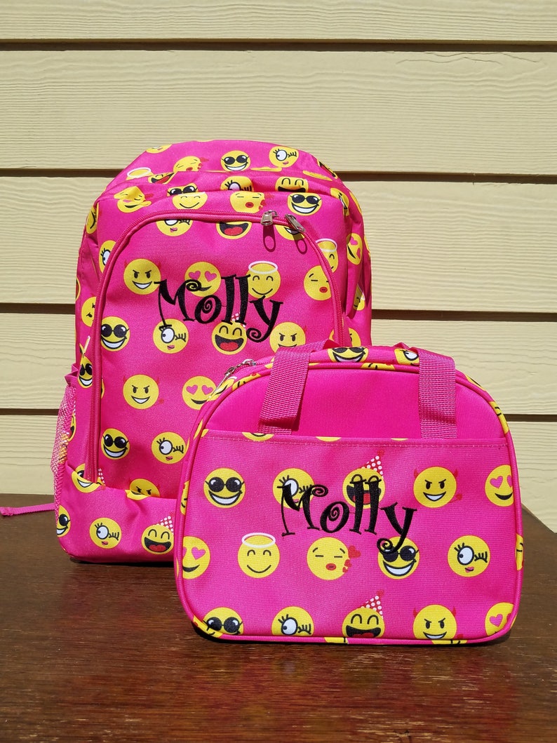 Pink Emoji Icon Backpack & Lunch Bag Combo for Back to School Etsy